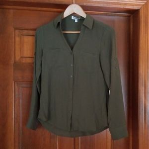 Express & LOFT Women's XS Olive Green & Maroon Collared Shirts